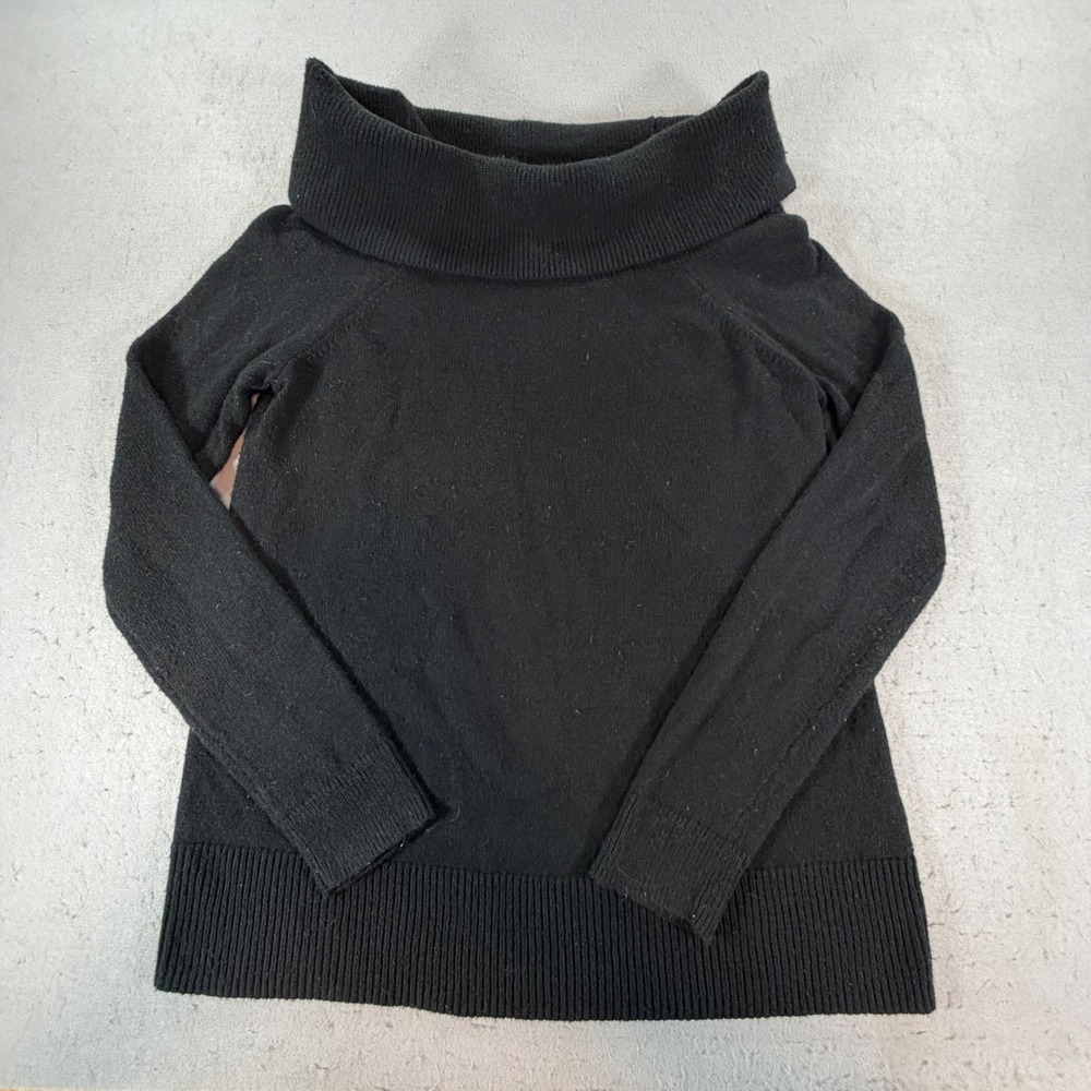 GAP Black Cowl Neck Off Shoulder Knit Sweater Womens Small Cotton Blend